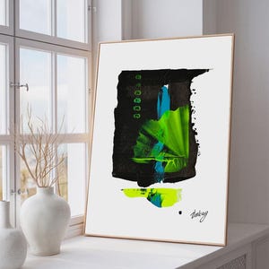 Green and Black Abstract Wall Art, Bold Modern Printable, Digital Download for Home Office Decor