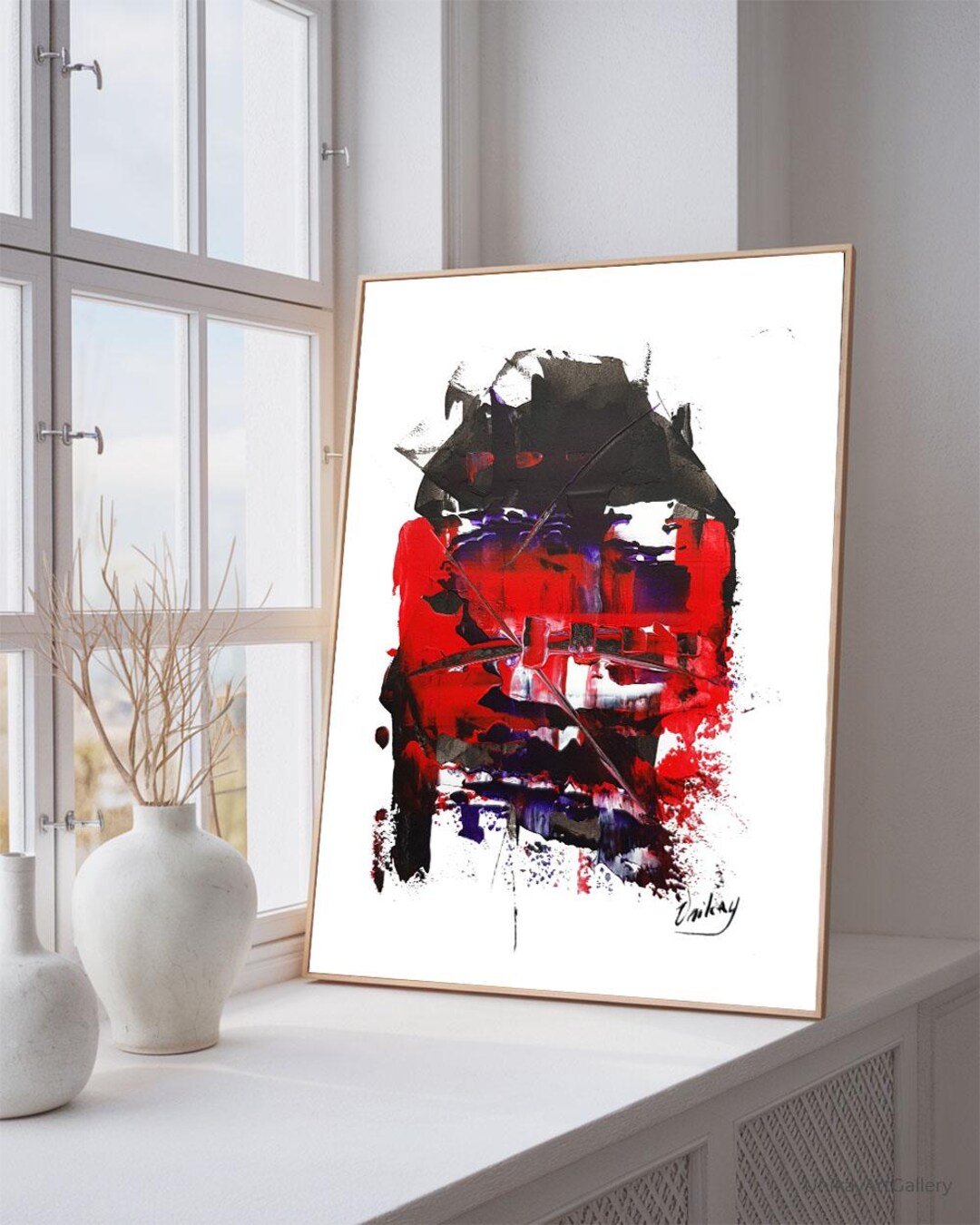 Red and Black Abstract Art Print, Bold Digital Download, Modern Wall ...