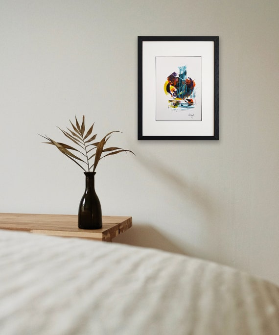 オリジナル抽象アクリル画（紙、A4サイズ、額なし） - Etsy 日本