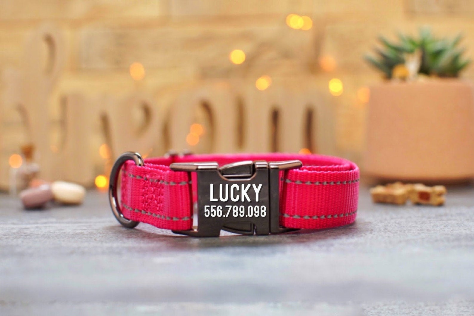 Personalized Dog Collar Glow In Dark Reflective Dog Collars Etsy