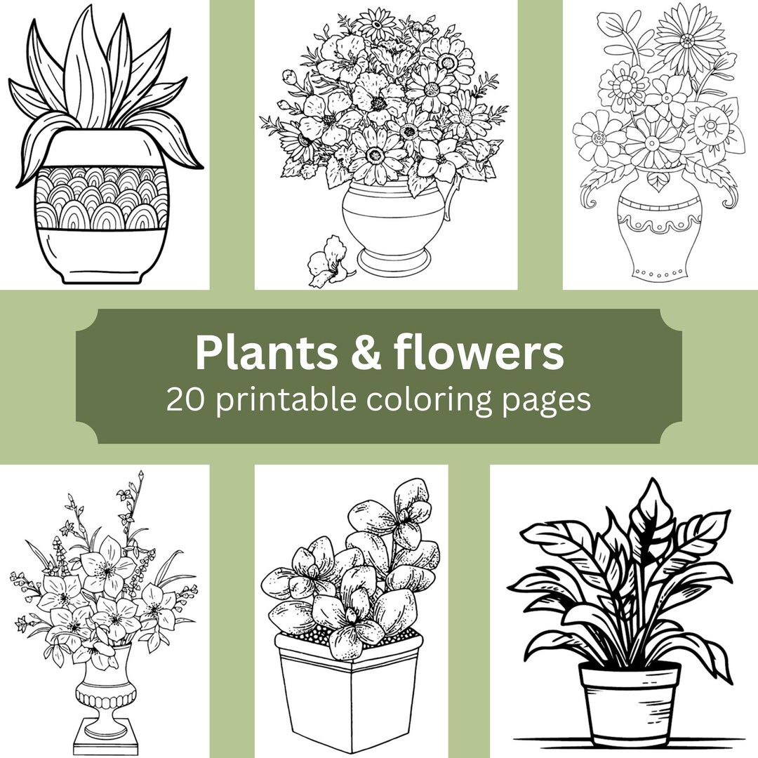 20 Plant and Flower Coloring Pages - Kids and Adult Coloring Book ...