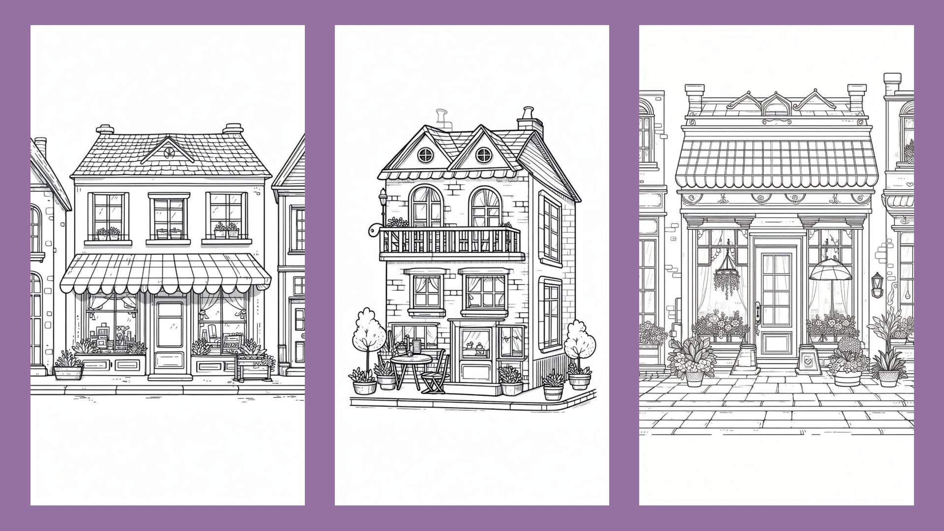 Store Drawing Color 46 Cute Storefronts and Shops Digital Coloring Pages - Kids and Adult ...