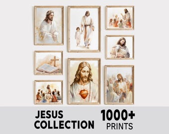 Set of 1000 Jesus Wall Art Printable, Christian Wall Art, Christian Gallery Set, Jesus Prints, Christmas Gift, Christian Home Decor