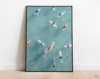 Aerial Surfers Print, Surf Print, Aerial Photography, Aerial View, Aerial Surf, Surfing Photography Aerial Beach Print Aerial photo Surf Art