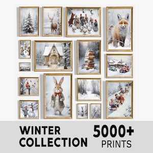 Set of 5000 Vintage Winter Prints, Christmas Prints, Christmas Printables, Holiday Wall Art, Christmas Wall Art, Winter Printables image 1
