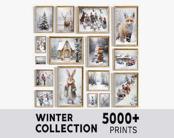 Set of 5000 Vintage Winter Prints, Christmas Prints, Christmas Printables, Holiday Wall Art, Christmas Wall Art, Winter Printables
