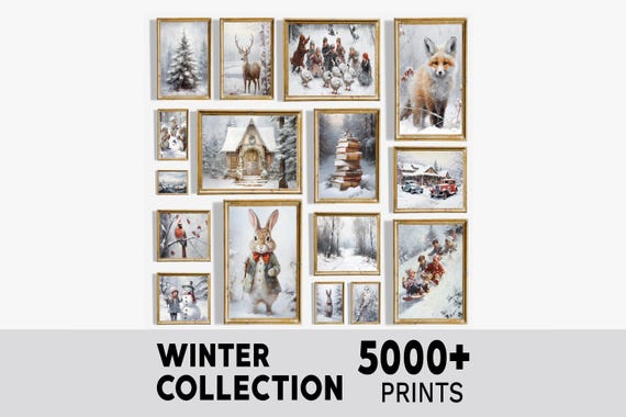 Set of 5000 Vintage Winter Prints, Christmas Prints, Christmas Printables, Holiday Wall Art, Christmas Wall Art, Winter Printables