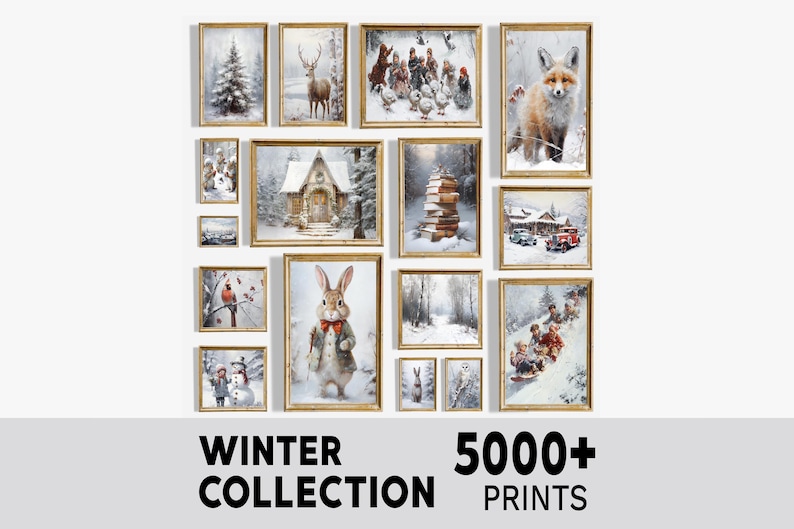 Set of 5000 Vintage Winter Prints, Christmas Prints, Christmas Printables, Holiday Wall Art, Christmas Wall Art, Winter Printables image 1