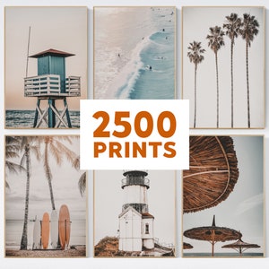 Set of 2500 Neutral Beach Wall Art Prints, Coastal Wall Art Prints, Beach Posters, Surf Art, California Prints, Coastal Print, Beach Prints