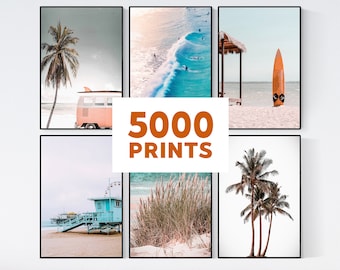 Set of 5000 Beach Wall Art Prints, Coastal Prints, Coastal Wall Art, Surf Prints, Palm Prints, California Prints, Ocean Print, Coastal Decor