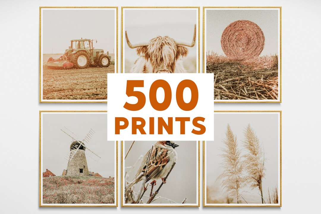 Set of 500 Farmhouse Wall Art Prints, Rustic Wall Art Prints
