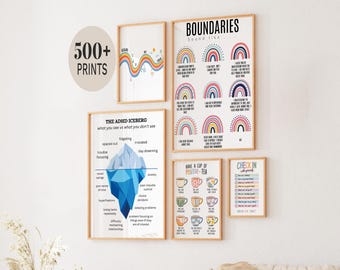 Set of 500 Mental Health Poster, Therapy Posters, Therapist Wall Art Print, Therapy Office Decor, Counseling Posters, Counselor Office Decor