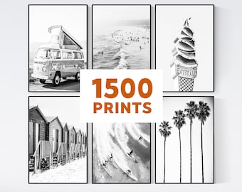 Set of 1500+ Black and White Beach Prints, Beach wall Art, Coastal Prints, Surf Prints, Coastal Wall Art, Tropical Prints, Palm Prints