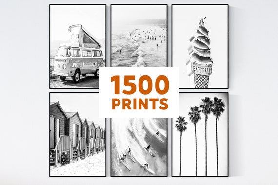 Set of 1500+ Black and White Beach Prints, Beach wall Art, Coastal Prints, Surf Prints, Coastal Wall Art, Tropical Prints, Palm Prints