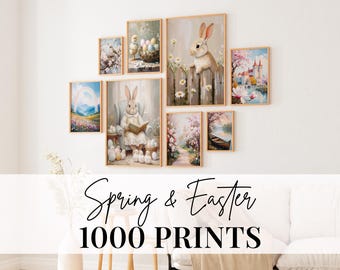 Spring & Easter Gallery Wall Art Set – Floral, Bunny, Nature Prints (Digital Download)