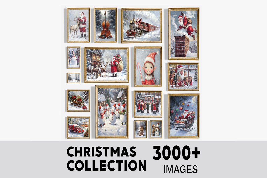 Vintage Winter Gallery Wall Art Set: Rustic Christmas Prints (digital ...