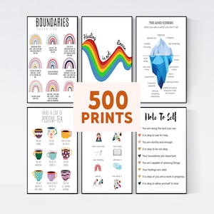 Set of 500 Mental Health Poster, Therapy Posters, Therapist Wall Art Print, Therapy Office Decor, Counseling Posters, Counselor Office Decor