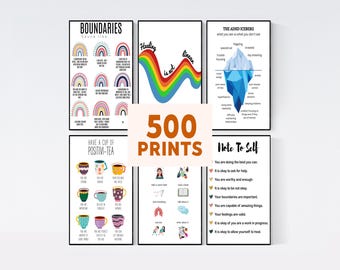 Set of 500 Mental Health Poster, Therapy Posters, Therapist Wall Art Print, Therapy Office Decor, Counseling Posters, Counselor Office Decor