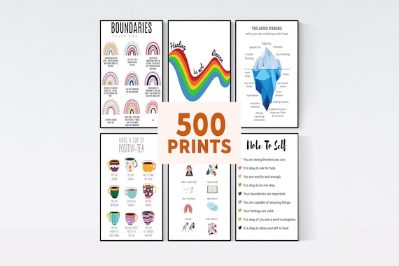 Set of 500 Mental Health Poster, Therapy Posters, Therapist Wall Art Print, Therapy Office Decor, Counseling Posters, Counselor Office Decor