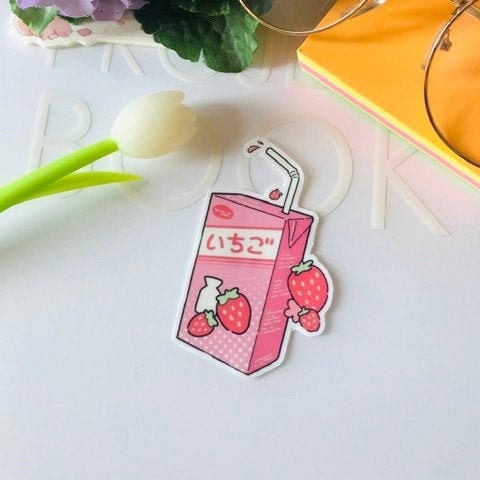 Strawberry milk sticker 1pc//Digital art sticker cute | Etsy