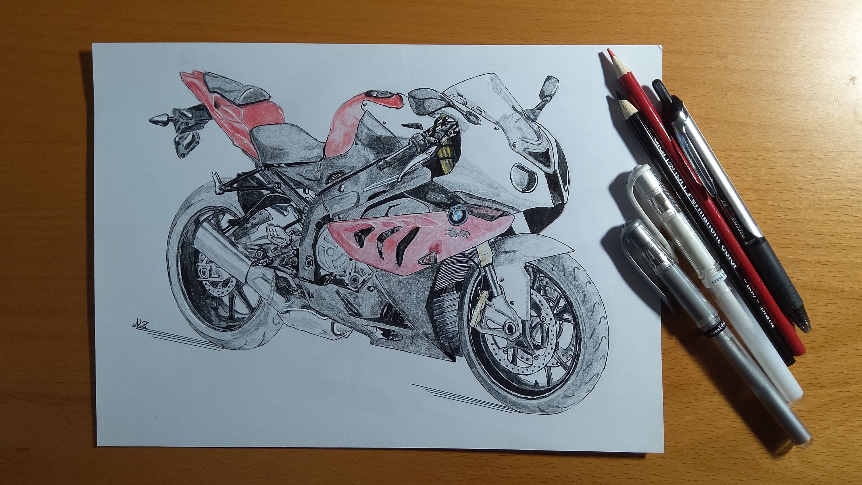 BMW S1000RR Drawing/sketch of Motorcycle With Pencil or - Etsy