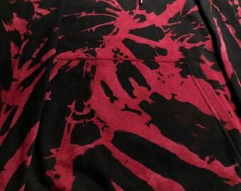 Tie Dye Hoodie + FREE tie dye Bandana, Reverse Tie Dye Hoodie, Dark Red Tie Dye, Hand Dyed, Custom made, Abstract Design, Unisex