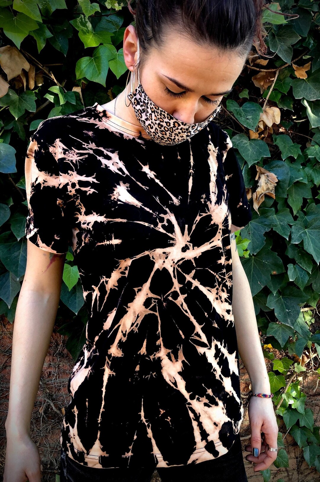 womens black tie dye t shirt