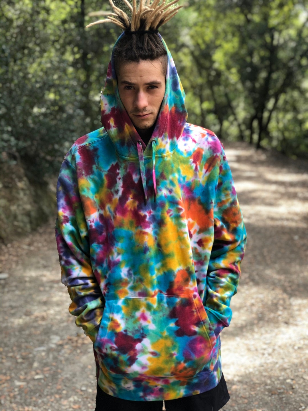 Tie dye white hoodie Clearance