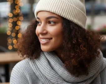 Silk Lined Beanie for Curly Hair, Winter Hat with Silk Lining for Frizz Free Protection , Unisex Knit Toque.