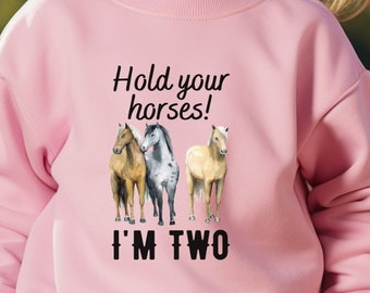 Horse 2nd Birthday Outfit 2nd Birthday Shirt Horses Farm Birthday 2nd Birthday Outfit Girl Farm Birthday Horse Birthday Hold Your Horses