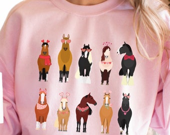 Valentines Day Horse Sweatshirt Horse Sweater for Women Horse Gifts Horse Shirt Equestrian Sweatshirt Horse Crewneck Lover Gift Sweat Shirts