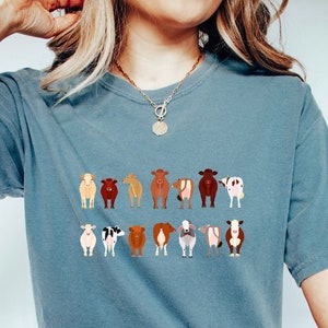 Cow Breeds Shirt Cow Shirt Cow Gifts Western Graphic Tee Cow Gifts Gifts for Cow Lovers Cow Themed Gifts Cow Gift Comfor Color Shirt Cows