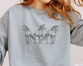 Horse Sweatshirt Comfort Colors for Women Horse Sweater Equestrian Sweatshirt Horse Shirt Horse Crewneck Horse Gift Horse Lover Gift Clothes