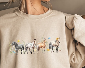 Wildflower Horse Sweatshirt Horse Gift Horse Lover Gift Horse Shirt Horse Owner Gift Gift for Horse Lover Crew Neck Sweatshirt Horse Gifts