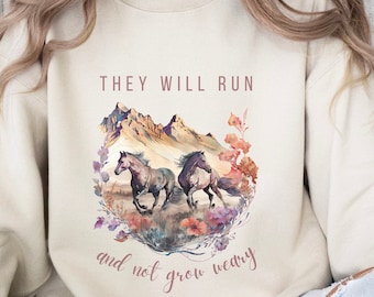 Christian Horse Sweatshirt Christian Shirt Bible Verse Christian Merch Christian Apparel Faith Based Sweatshirt Horse Lover Gift Crewneck
