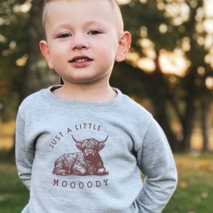 Moody Cow Toddler Sweatshirt Highland Cow Highlander Cow Sweatshirt Cow Shirt Cow Gift Gifts Cow Sweater Toddler Gift Toddler Farm Shirt Boy