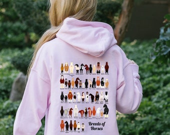 Youth Breeds of Horses Hoodie, Horse Sweatshirt, Horse Gifts, Horse Shirt, Horse Gift, Horse Lover Gift, Horse Girl, Horse Rider Gift,