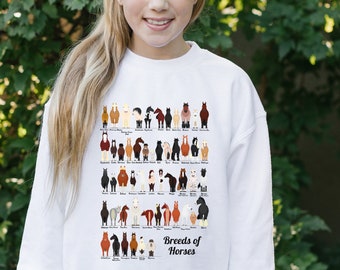 Youth Breed Horse Sweatshirt Kids Horse Sweatshirt Horse Gifts Horse Shirt Horse Gift Horse Lover Gift Horse Girl Horse Rider Gift Girls