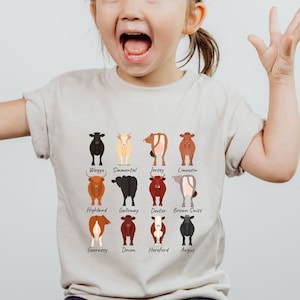 Toddler Cow Breed Shirt Toddler Cow Shirt Cow Tshirt Kids Cute Cow Shirt Cattle Shirt Types of Cows Shirt Farm Shirt Toddler Girl Cow Shirt
