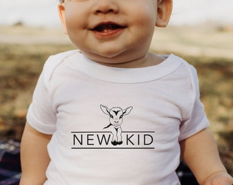 New Kid Goat Baby Bodysuit Farm Baby Shirt Expecting Baby Gift Baby Shower Gift Newborn Baby Gift Cute Farm Animal Farm Baby Clothes Country