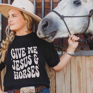 Give Me Jesus and Horses Horse Shirt Christian Horse Gifts ComfortColors Christian Merch for women Equestrian Horse Lover Gift T Shirt Tee
