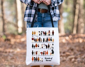 Horse Breeds Tote Bag Horse Gifts Horse Tote Bag Horse Gift Horse Tote Animal Tote Bag Farmers Market Bag Library Tote Bag Horse Lover Gift