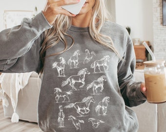 Horse Sweatshirt Comfort Colors for Women Horse Sweater Equestrian Sweatshirt Horse Shirt Horse Crewneck Horse Gift Horse Lover Gift Clothes