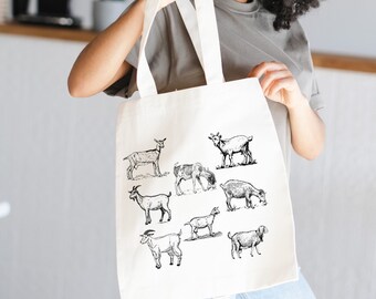 Goat Tote Bag Goat Gifts Goat Tote Bag Goat Gifts Goat Tote Animal Tote Bag Farmers Market Bag Library Tote Bag Reusable Grocery Bag