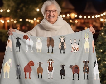 Goat Blanket Breeds of Goats Gifts Goat Themed Gifts Throw Baby Blanket Nursery Crib Lover Western Nubian Lamancha Boer Cute Farm Homestead