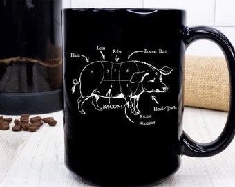 Pig Mug, Pig Gifts, Pig Gift, Pig Lovers, Butcher Gift, Large coffee mug, ceramic coffee mug, coffee cup, reusable coffee cup, tea mug, farm