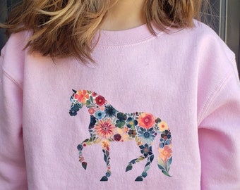 Toddler Wildflower Horse Sweatshirt Toddler Horse Shirt Kids Horse Sweatshirt Horse Toddler Horse Gifts for Girl Horse Sweater Toddler Girl