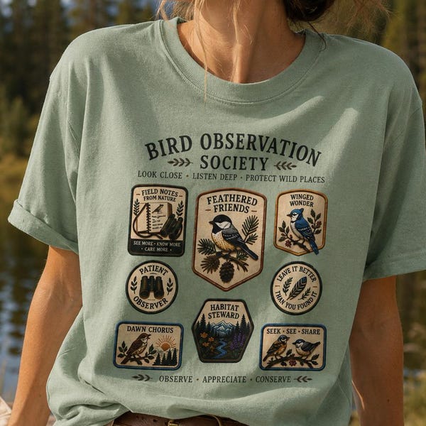Bird Observation Society T-Shirt: Birding, Nature Lover, Wildlife Enthusiast Tee, Bird Watcher Gifts