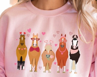 Valentine Horse Sweatshirt Horse Sweater for Women Horse Gifts Horse Shirt Equestrian Sweatshirt Horse Crewneck Lover Gift Sweat Shirts