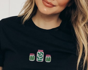 Embroidered Pickle Shirt Embroidered TShirt Pickle Gifts Pickle Gift Pickle Embroidered Shirt Pickles Embroidered T Shirt Pickle Lover Gift
